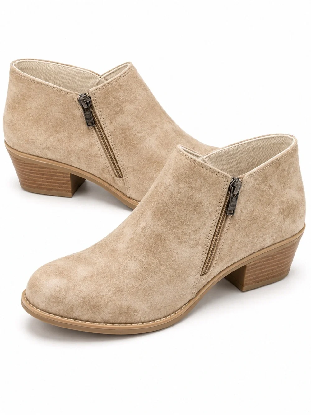 SHEIN Beige Faux Suede Ankle Booties | Size 10 | NWOT